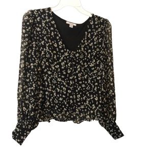 NWT Nine West Balloon Sleeve Black Blouse